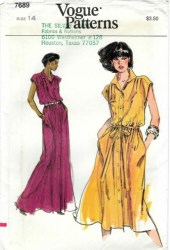 7689 VOGUE SHORT SLEEVE BUTTON DOWN DRESS LENGTHS, BELT PATTERN 10 UNCUT